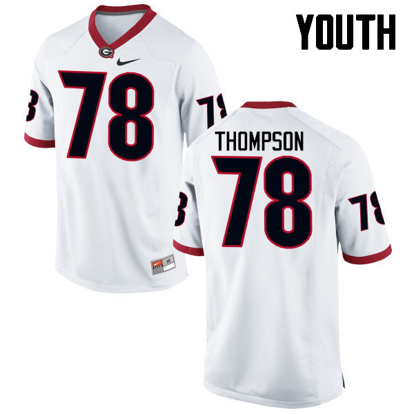 Youth Georgia Bulldogs #78 Trenton Thompson College Football Jerseys-White